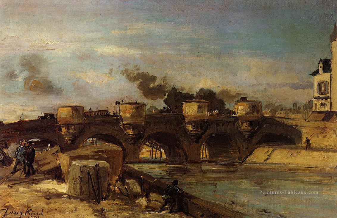 Incendie sur le Pont Neuf Johan Barthold Jongkind Peintures à l'huile